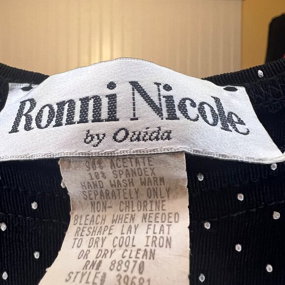 Vintage Ronni Nicole Polka Dot Black Dress Textured Sleeveless LBD VTG 12 - Picture 4 of 4